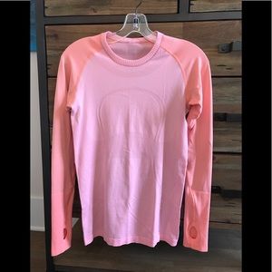 Lululemon Run Swiftly Long Sleeve. Pink & coral, 6